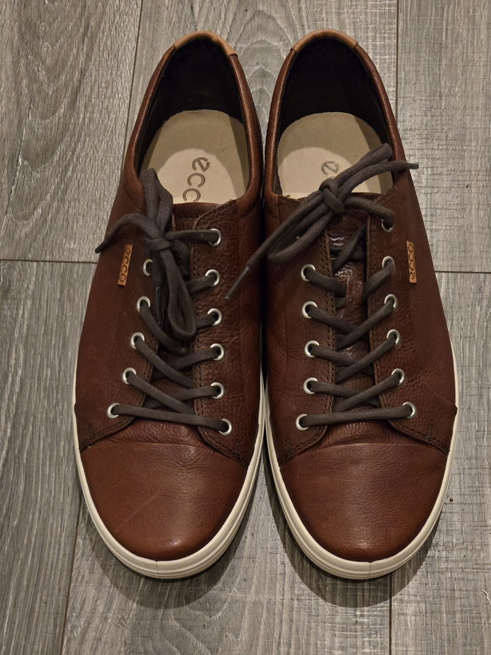 ECCO Men's Brown Leather Casual Lace-Up Sneakers